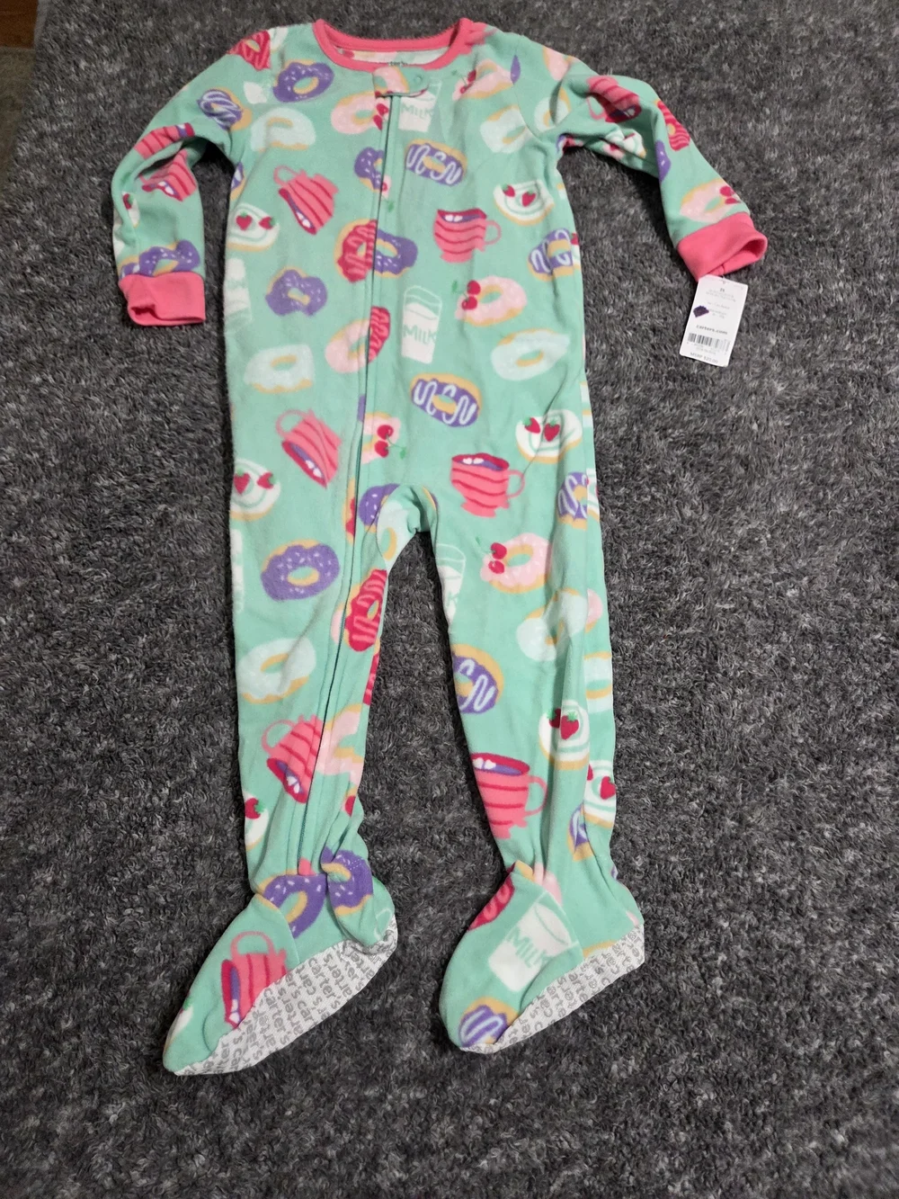 Carter's Mint Green Footed Pajamas with Donut & Cupcake Print